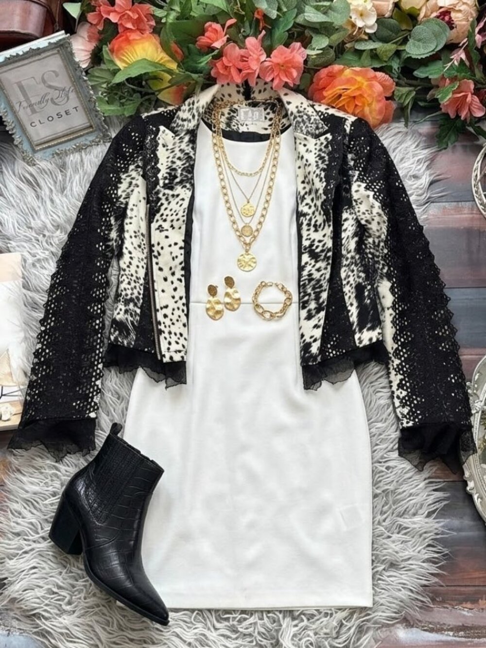 Vintage Alberto Makali White Lace Trim Western Blazer Cowgirl Rodeo Jacket - Picture 2 of 8